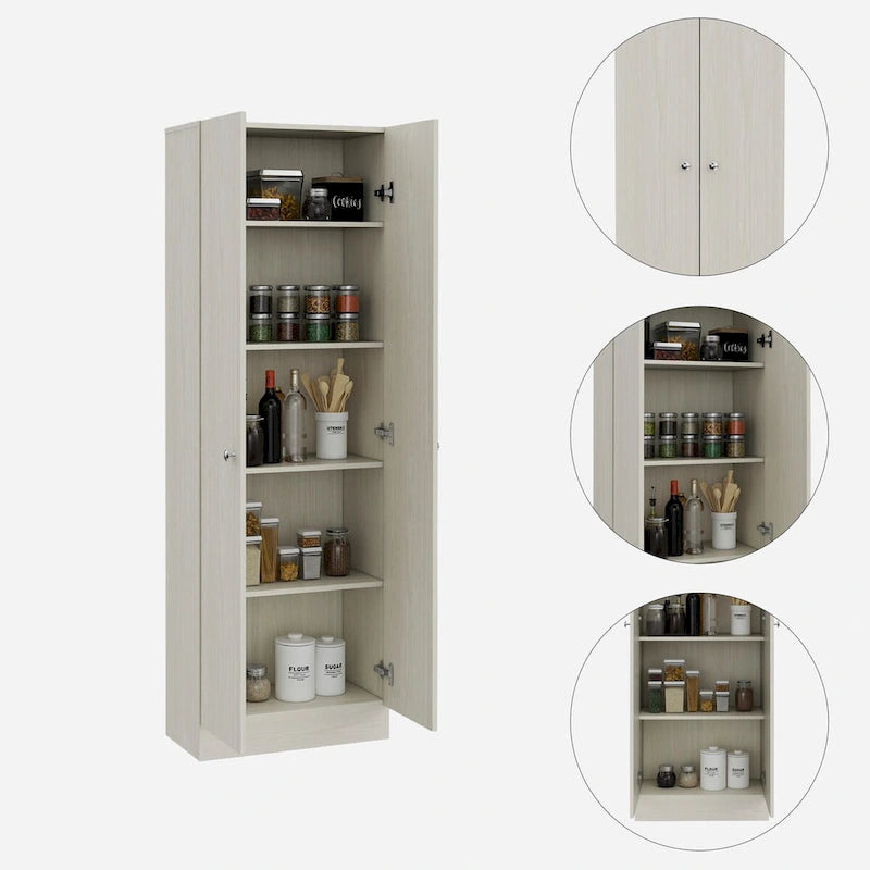 Armoire de rangement autoportante avec 10 étagères Blanche / Noire / Chêne