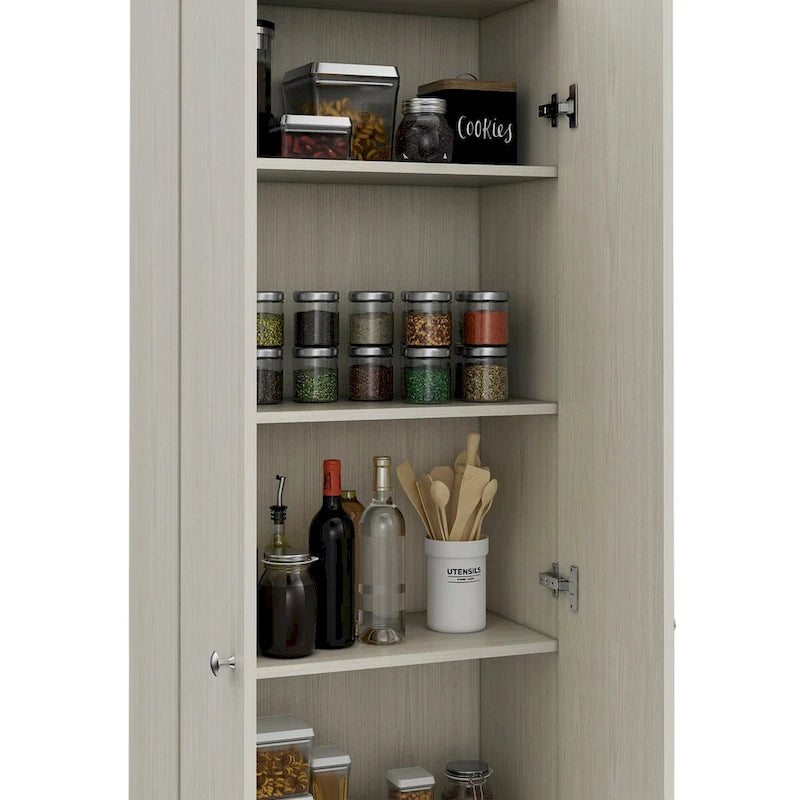 Armoire de rangement autoportante avec 10 étagères Blanche / Noire / Chêne
