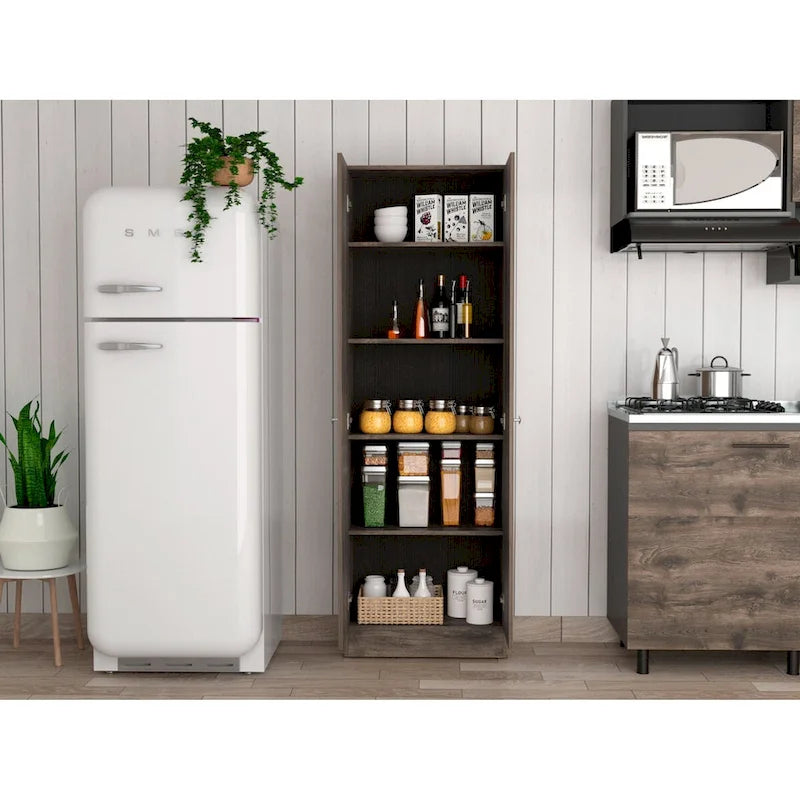 Armoire de rangement autoportante avec 10 étagères Blanche / Noire / Chêne