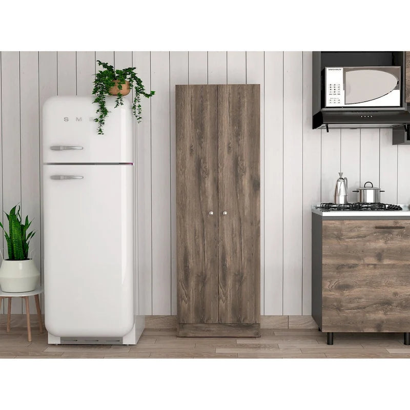 Armoire de rangement autoportante avec 10 étagères Blanche / Noire / Chêne