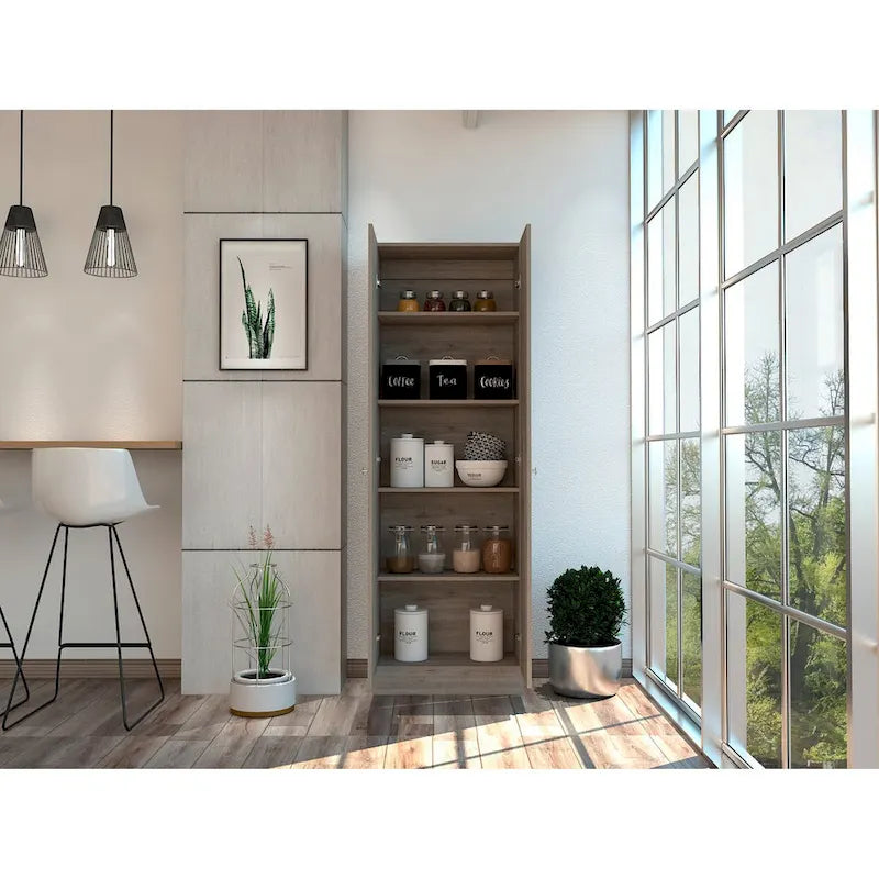 Armoire de rangement autoportante avec 10 étagères Blanche / Noire / Chêne