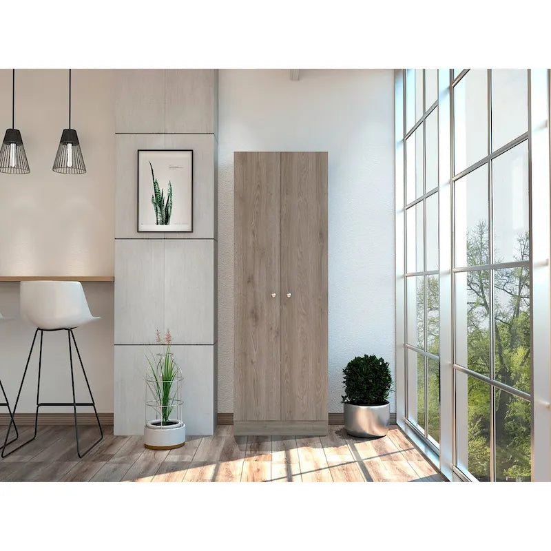 Armoire de rangement autoportante avec 10 étagères Blanche / Noire / Chêne