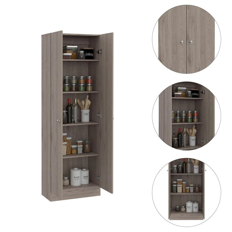 Armoire de rangement autoportante avec 10 étagères Blanche / Noire / Chêne