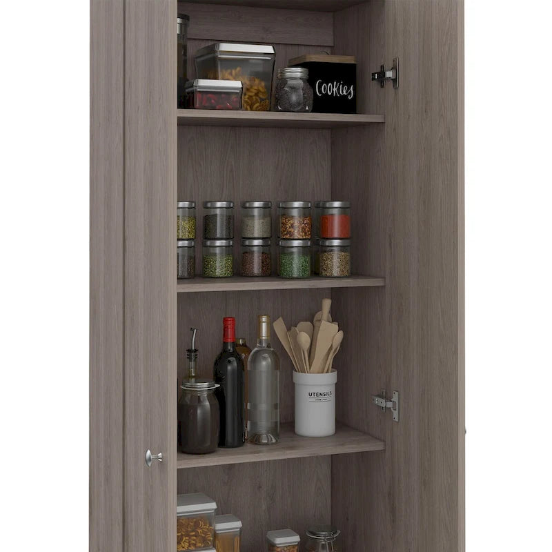 Armoire de rangement autoportante avec 10 étagères Blanche / Noire / Chêne