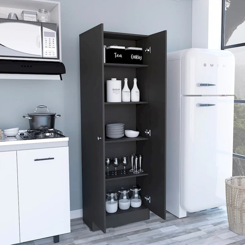 Armoire de rangement autoportante avec 10 étagères Blanche / Noire / Chêne