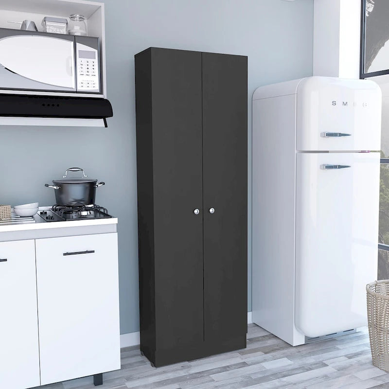 Armoire de rangement autoportante avec 10 étagères Blanche / Noire / Chêne
