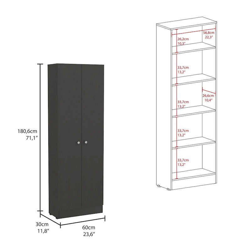 Armoire de rangement autoportante avec 10 étagères Blanche / Noire / Chêne