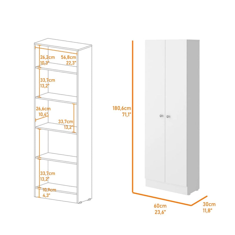 Armoire de rangement autoportante avec 10 étagères Blanche / Noire / Chêne