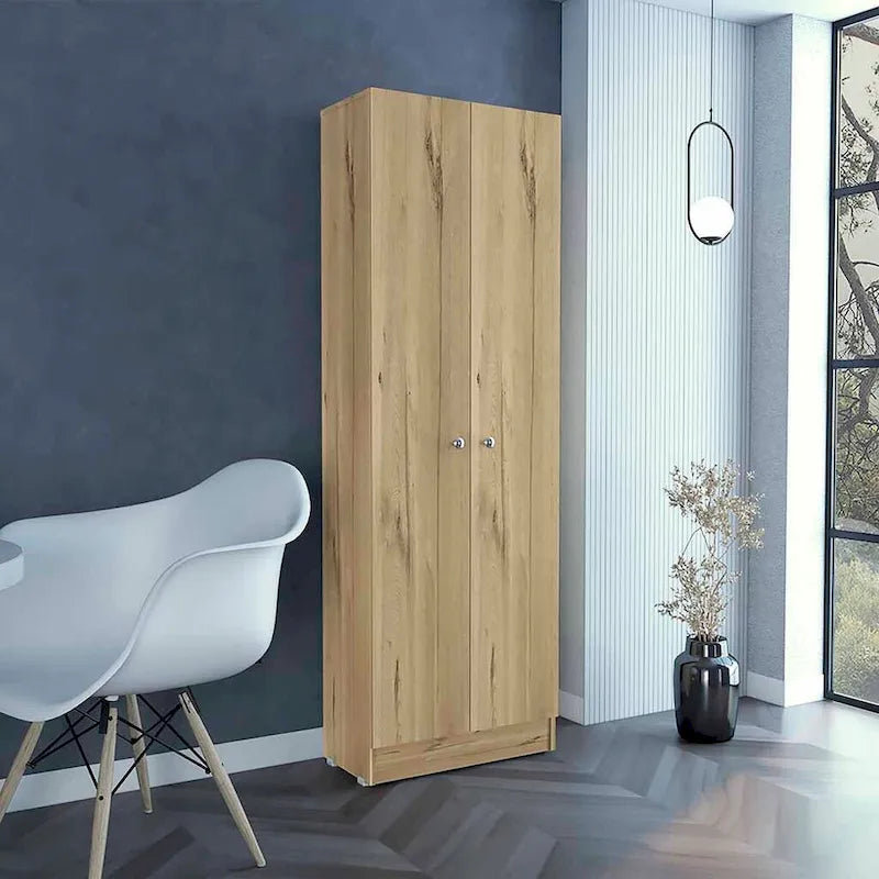 Armoire de rangement autoportante avec 10 étagères Blanche / Noire / Chêne