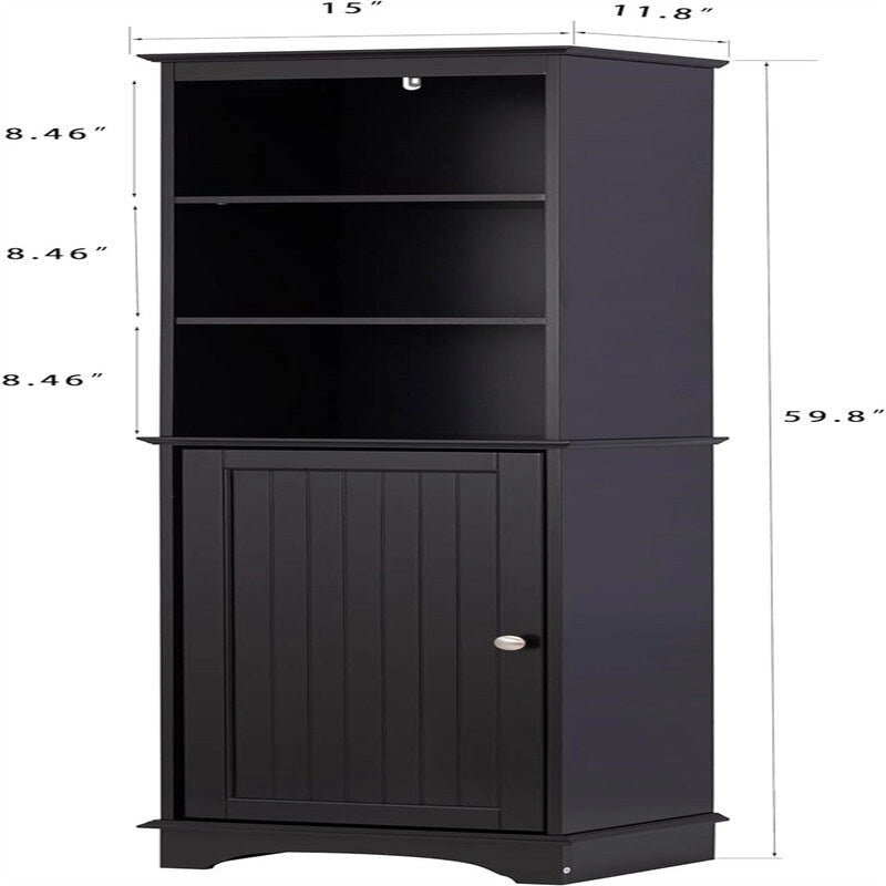 Meuble colonne de salle de bain / espresso autoportant — 3 étagères ouvertes, simple
