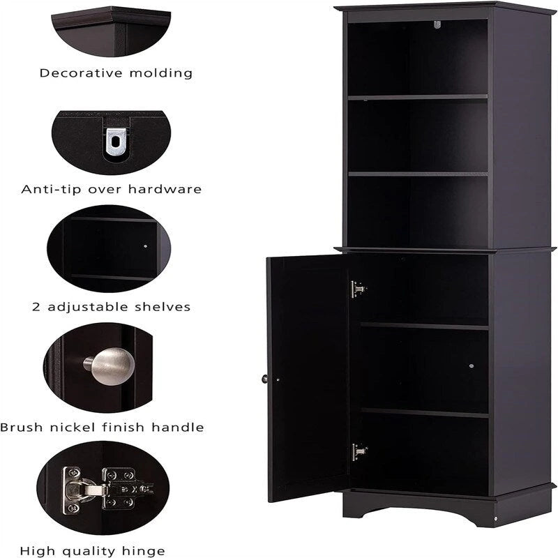 Meuble colonne de salle de bain / espresso autoportant — 3 étagères ouvertes, simple