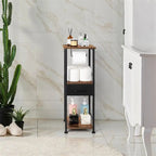 Étagère de rangement de salle de bain 3 niveaux, marron rustique et noir / noir et marron rustique, 2 personnes