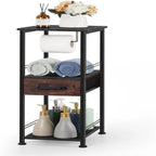 Étagère de rangement de salle de bain 3 niveaux, marron rustique et noir / noir et marron rustique, 2 personnes