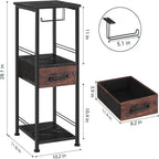 Étagère de rangement de salle de bain 3 niveaux, marron rustique et noir / noir et marron rustique, 2 personnes