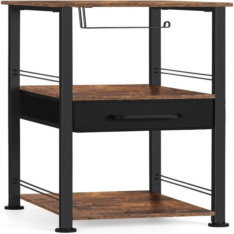 Étagère de rangement de salle de bain 3 niveaux, marron rustique et noir / noir et marron rustique, 2 personnes