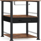 Étagère de rangement de salle de bain 3 niveaux, marron rustique et noir / noir et marron rustique, 2 personnes