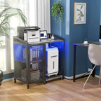 Meuble de rangement chêne gris / marron / noir avec prise électrique et ports USB, pour 1 personne