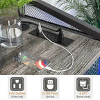 Meuble de rangement chêne gris / marron / noir avec prise électrique et ports USB, pour 1 personne