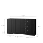 Bahut buffet moderne noir avec 3 tiroirs et 2 portes