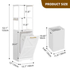Meuble de salle de bain 3 tiroirs basculants pour linge sale avec crochets, blanc/noir, 2 compartiments