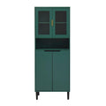Armoire haute de rangement avec portes vitrées - 2 portes - Vert / Blanc / Bleu