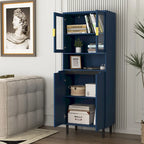 Armoire haute de rangement avec portes vitrées - 2 portes - Vert / Blanc / Bleu