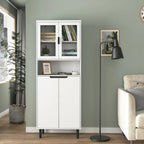 Armoire haute de rangement avec portes vitrées - 2 portes - Vert / Blanc / Bleu
