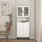 Armoire haute de rangement avec portes vitrées - 2 portes - Vert / Blanc / Bleu