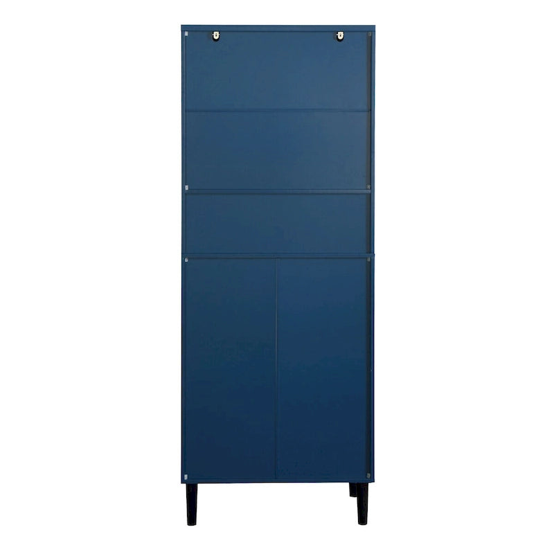 Armoire haute de rangement avec portes vitrées - 2 portes - Vert / Blanc / Bleu