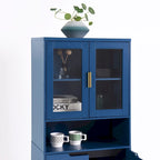 Armoire haute de rangement avec portes vitrées - 2 portes - Vert / Blanc / Bleu