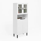 Armoire haute de rangement avec portes vitrées - 2 portes - Vert / Blanc / Bleu