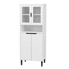 Armoire haute de rangement avec portes vitrées - 2 portes - Vert / Blanc / Bleu