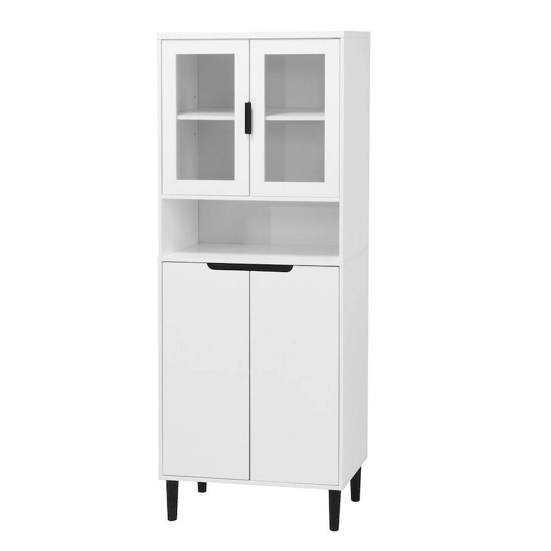 Armoire haute de rangement avec portes vitrées - 2 portes - Vert / Blanc / Bleu