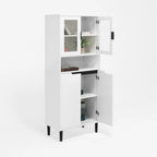 Armoire haute de rangement avec portes vitrées - 2 portes - Vert / Blanc / Bleu