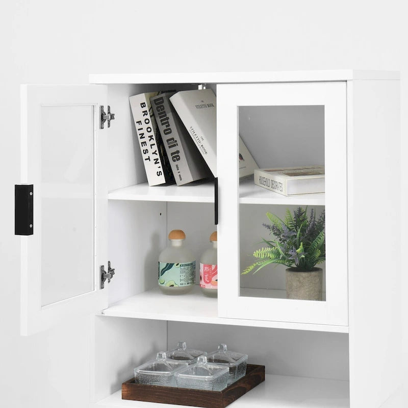 Armoire haute de rangement avec portes vitrées - 2 portes - Vert / Blanc / Bleu