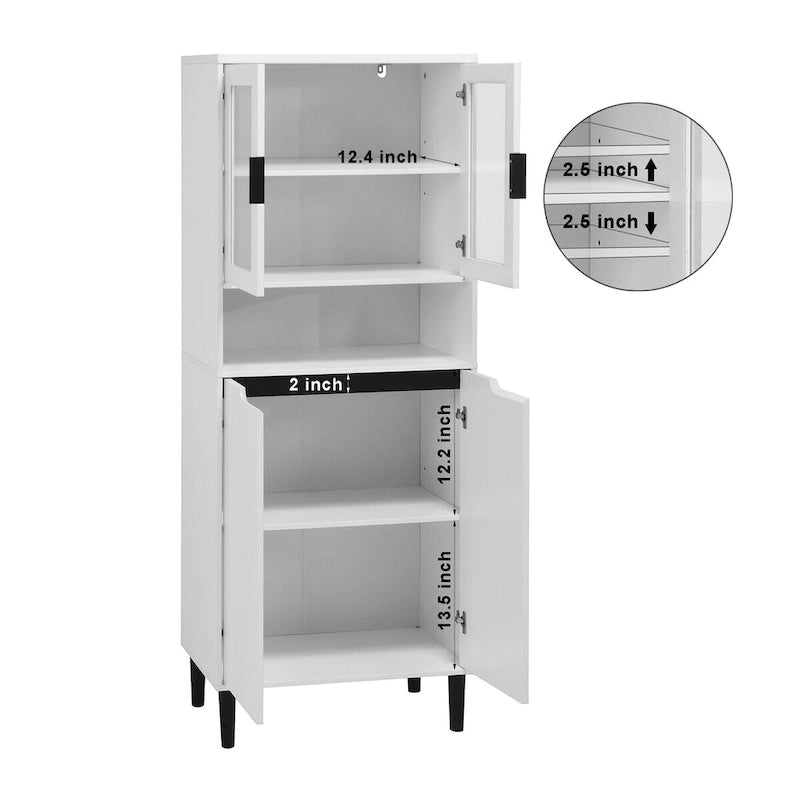 Armoire haute de rangement avec portes vitrées - 2 portes - Vert / Blanc / Bleu