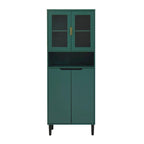 Armoire haute de rangement avec portes vitrées - 2 portes - Vert / Blanc / Bleu
