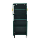Armoire haute de rangement avec portes vitrées - 2 portes - Vert / Blanc / Bleu