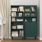 Armoire haute de rangement avec portes vitrées - 2 portes - Vert / Blanc / Bleu