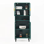 Armoire haute de rangement avec portes vitrées - 2 portes - Vert / Blanc / Bleu